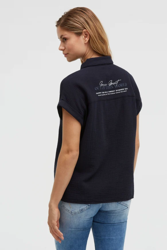 SOCCX Ärmellose Musselin-Bluse mit Rückenprint