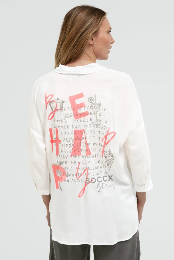 SOCCX Bluse mit 3/4-Arm und Rückenprint