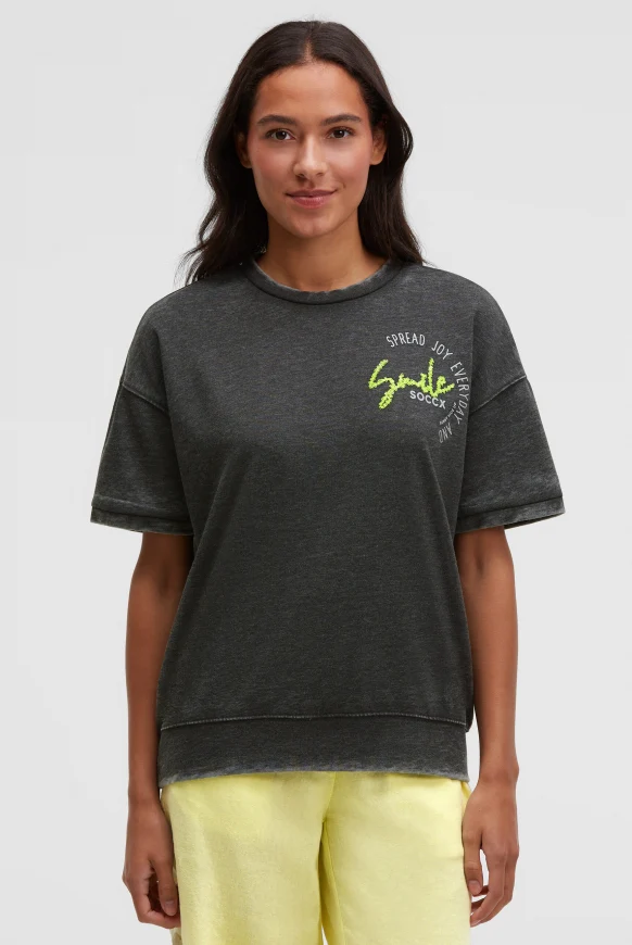 SOCCX Ausbrenner-Sweatshirt Kurzarm mit Artwork