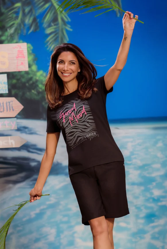 SOCCX T-Shirt Rundhals mit Artwork