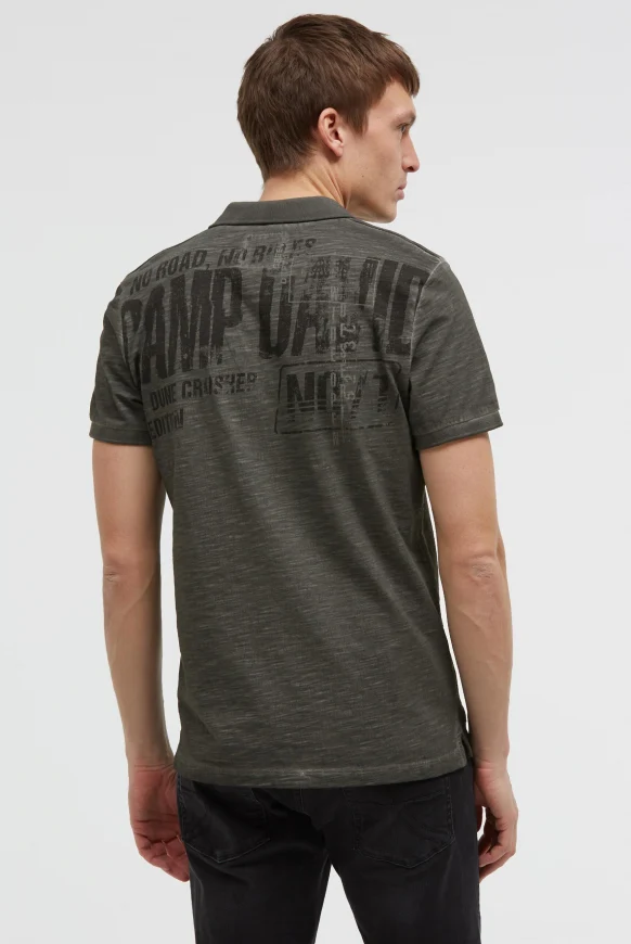 CAMP DAVID Kurzarmpolo mit V-Neck und Back-Print