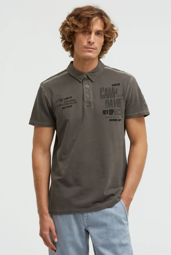 CAMP DAVID Pikee-Polo mit Tapes, Prints und Stickereien