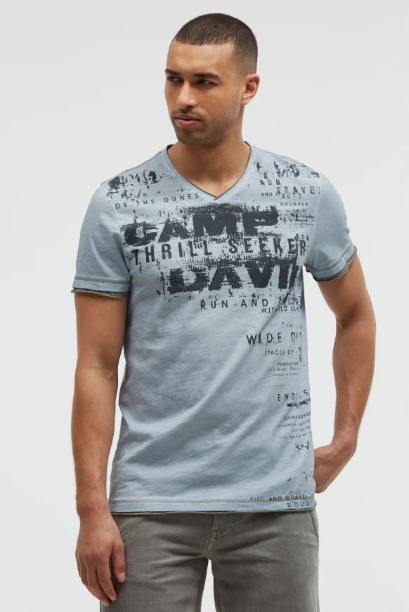 CAMP DAVID T-Shirt mit V-Neck im Vintage Look