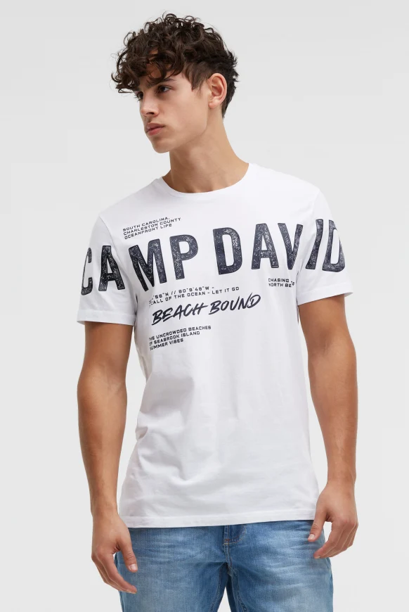 CAMP DAVID T-Shirt mit auffälligem Logo Print