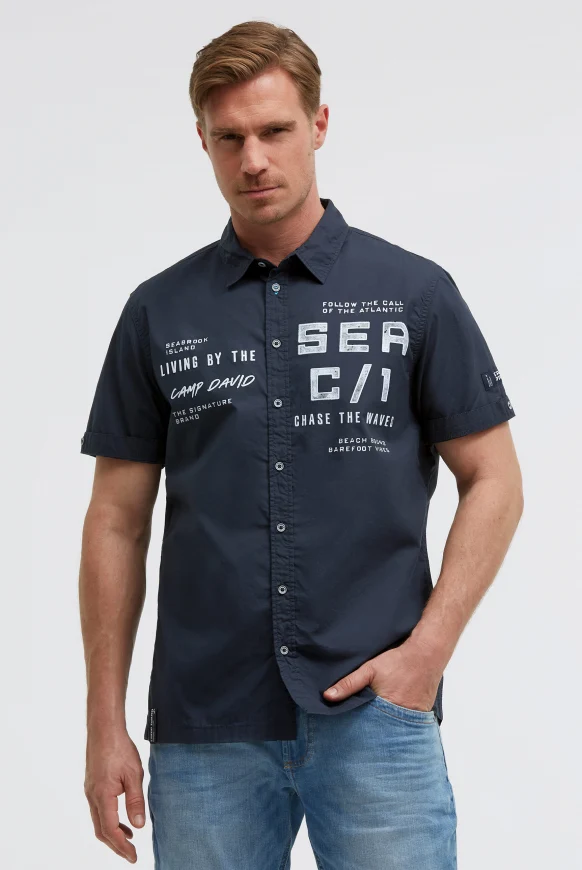 CAMP DAVID Kurzarmhemd mit Label Prints