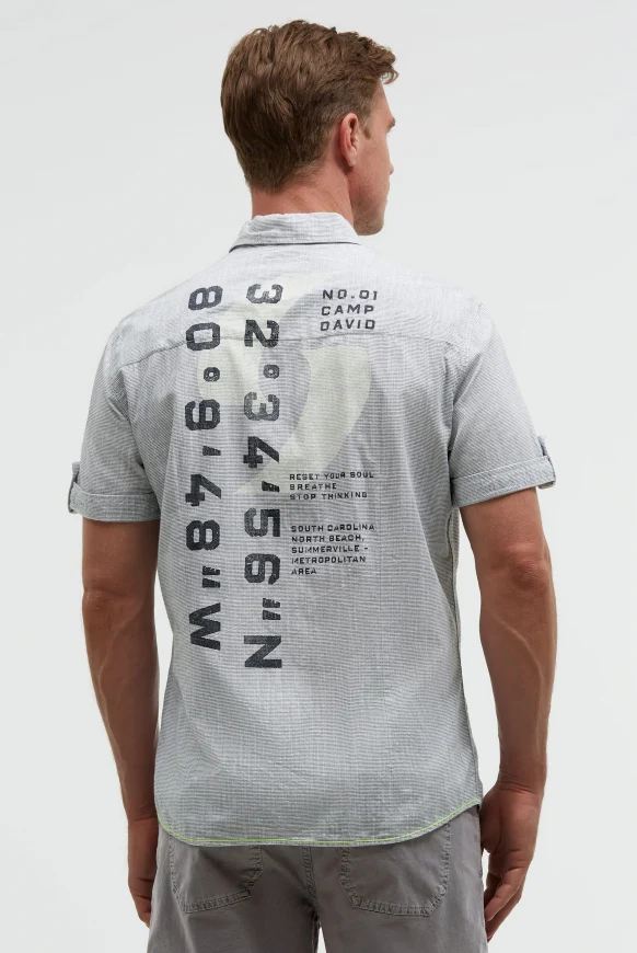 CAMP DAVID Streifenhemd Kurzarm mit Backprint