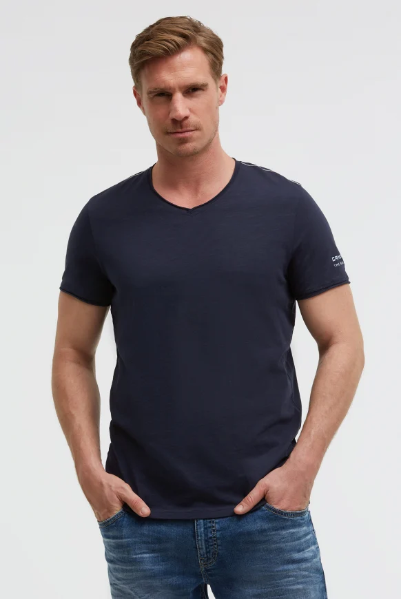 CAMP DAVID Basic T-Shirt mit V-Neck und Print