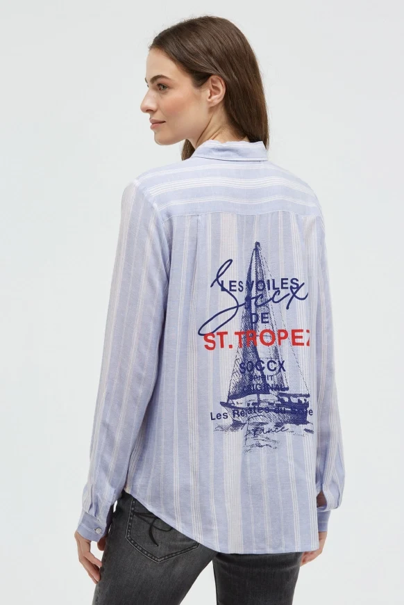 SOCCX Streifenbluse mit Rücken-Artwork