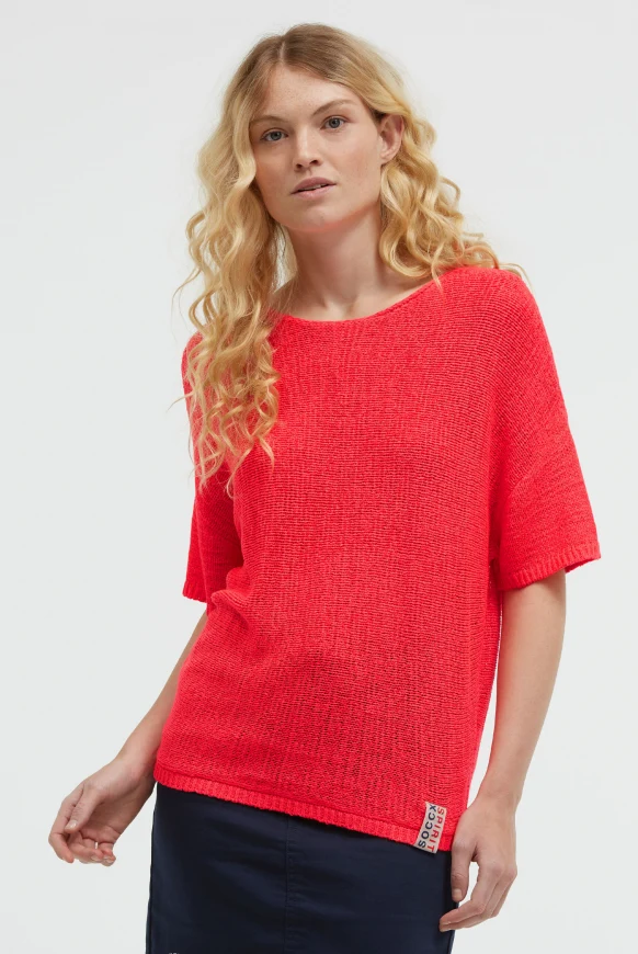 SOCCX Kurzarm-Pullover aus Bändchengarn