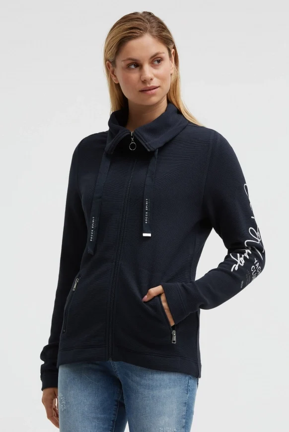 SOCCX Strukturierte Sweatjacke mit hohem Kragen