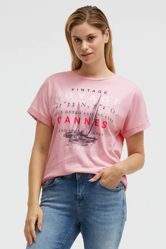 SOCCX Rundhalsshirt mit Label Print