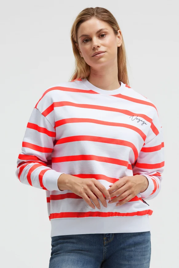 SOCCX Sweatshirt mit Streifen-Design und Stickerei