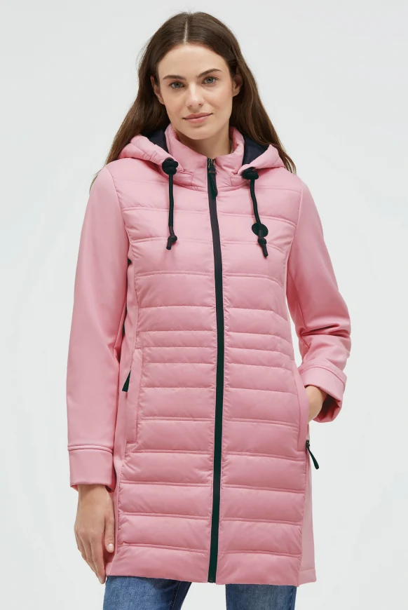 SOCCX Softshell-Parka mit Kapuze im tonigen Materialmix