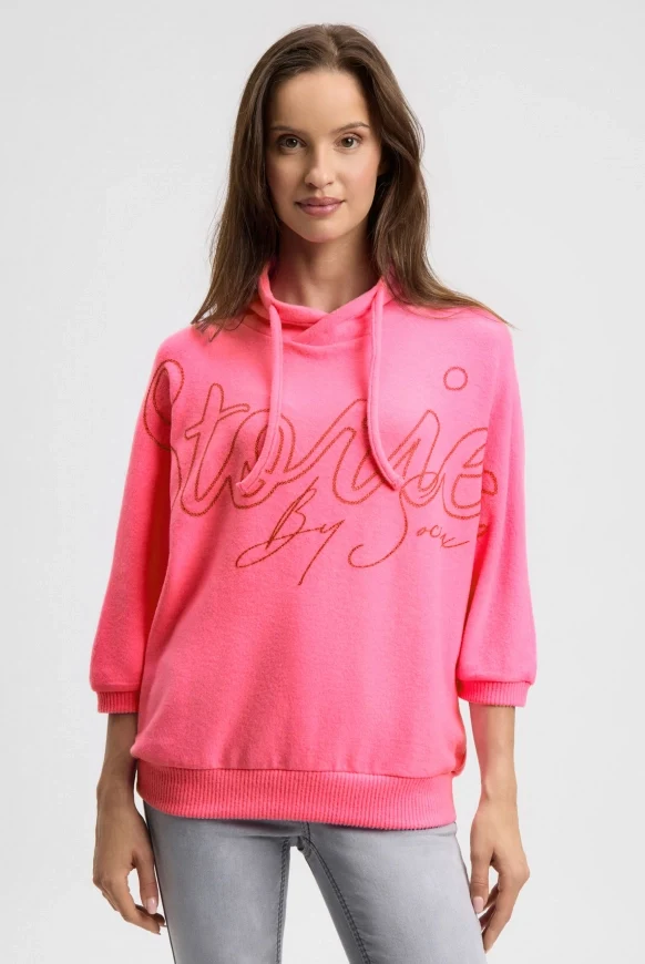 SOCCX Pullover aus Flauschstrick mit Glitter-Print