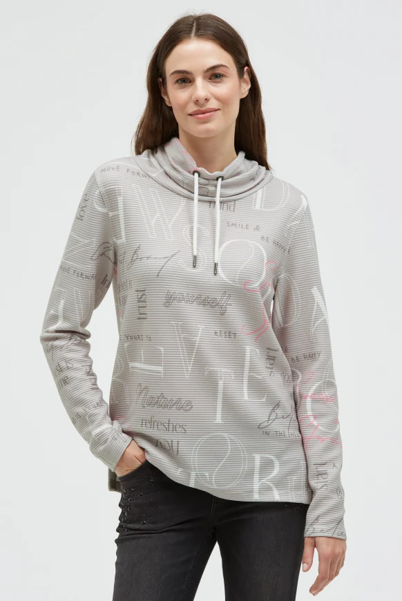SOCCX Strukturiertes Sweatshirt mit hohem Kragen und Artwork