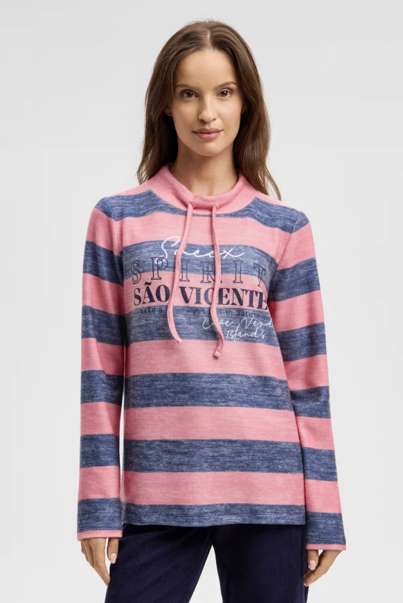 SOCCX Pullover aus Flauschstrick mit Blockstreifen