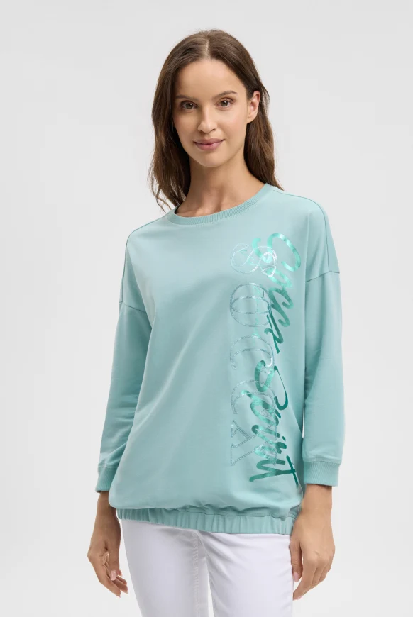 SOCCX Sweatshirt mit Gummizugsaum und Pailletten-Logo