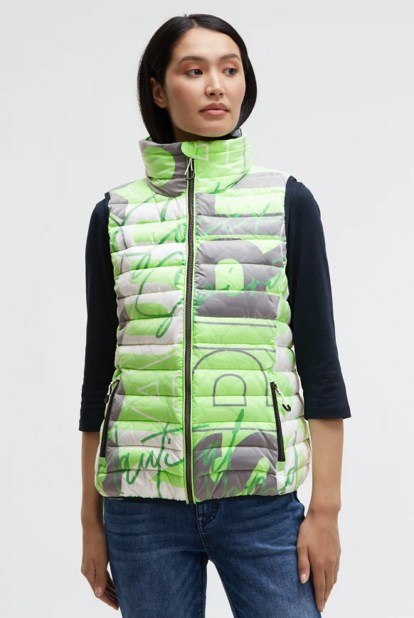 SOCCX Steppweste mit Kapuze im Kragen und All Over Print