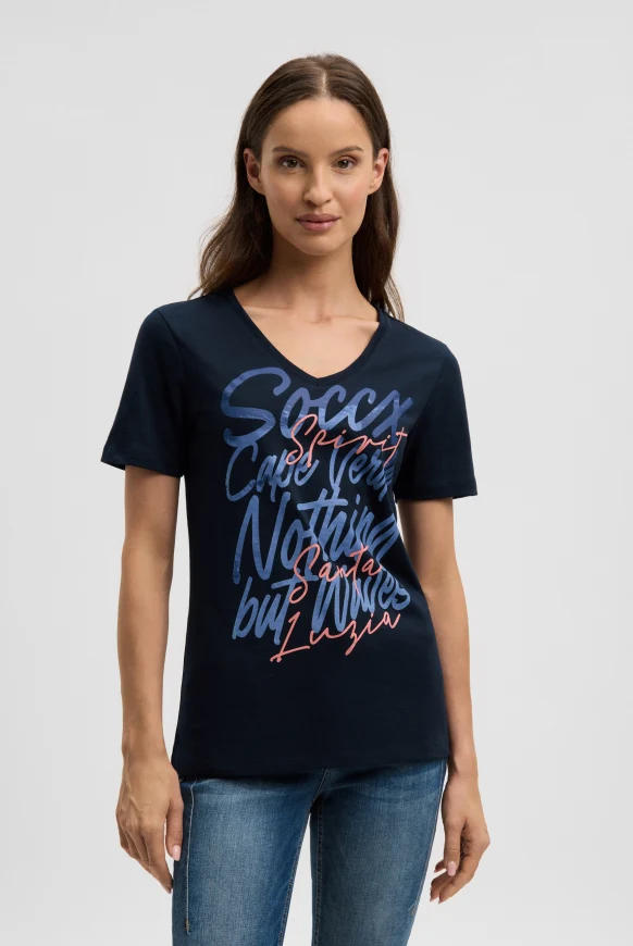 SOCCX T-Shirt mit Rundhalsausschnitt und Print