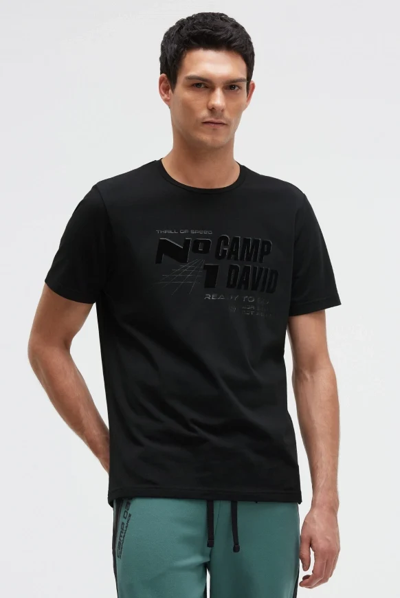 CAMP DAVID T-Shirt Rundhals mit Metallic Folienprint