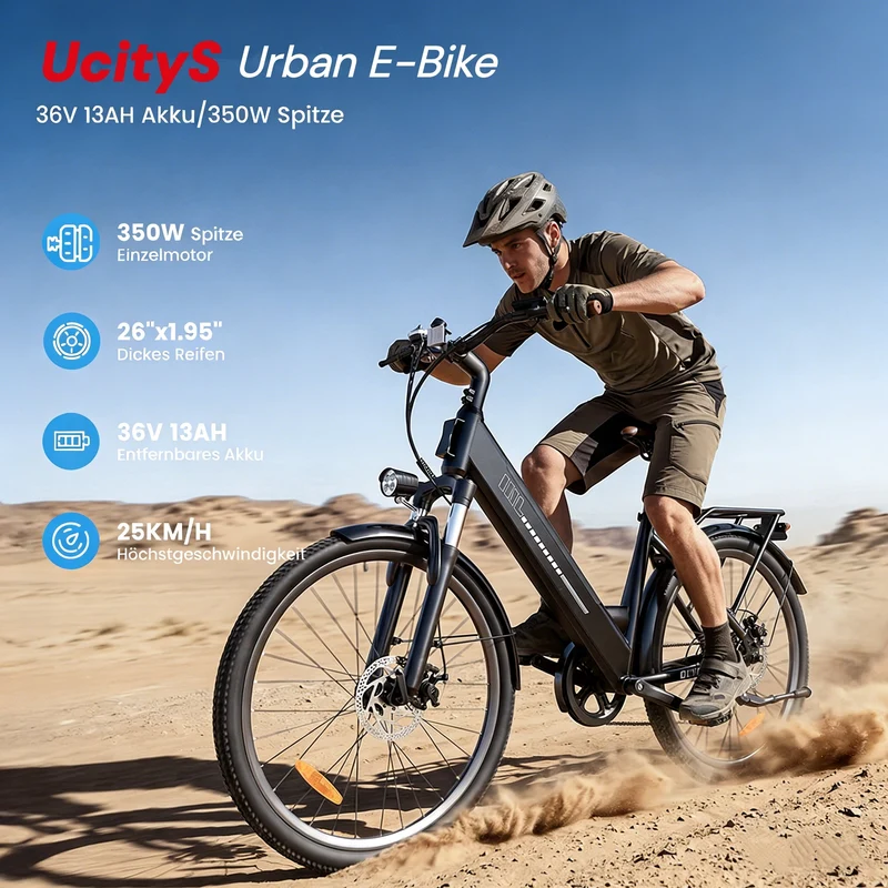 U2 / UcityS Pendler Tiefeinsteiger E-Bike - UcityS Schwarz