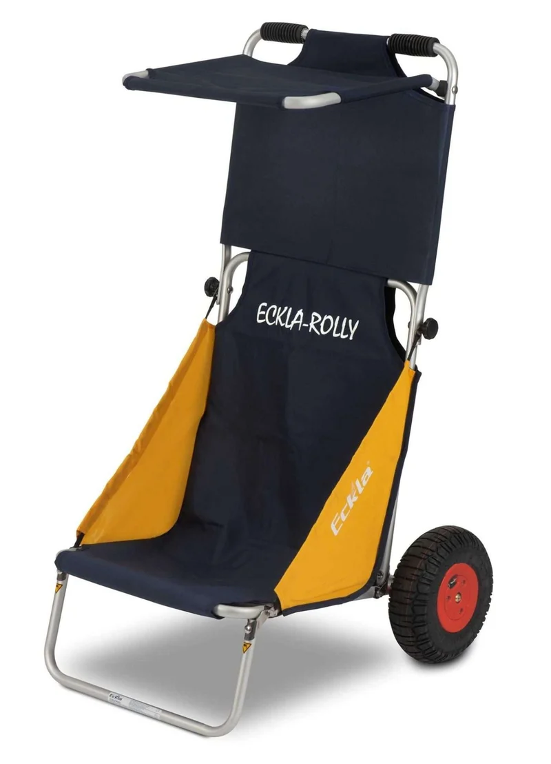 ECKLA Beach-Rolly® mit Sonnendach - Pannensicher, Blau/Gelb