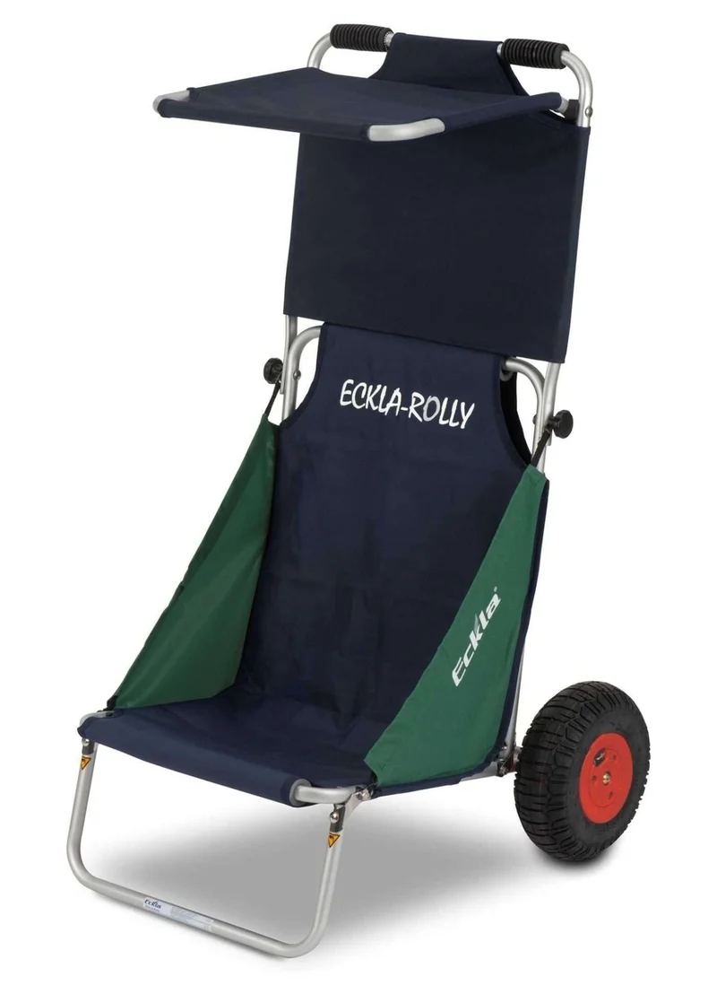 ECKLA Beach-Rolly® mit Sonnendach - Luftbereift, Blau/Grün