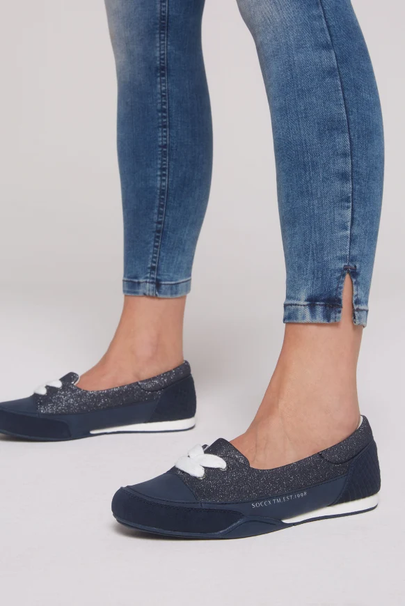 SOCCX Sneaker Ballerina im Materialmix mit Glitter-Effekten