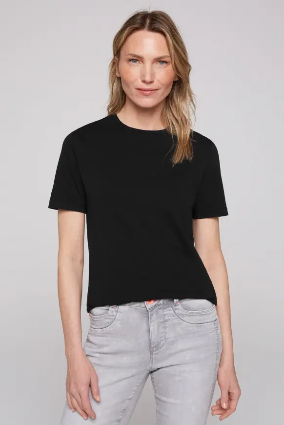 SOCCX Basic T-Shirt mit Rundhalsausschnitt