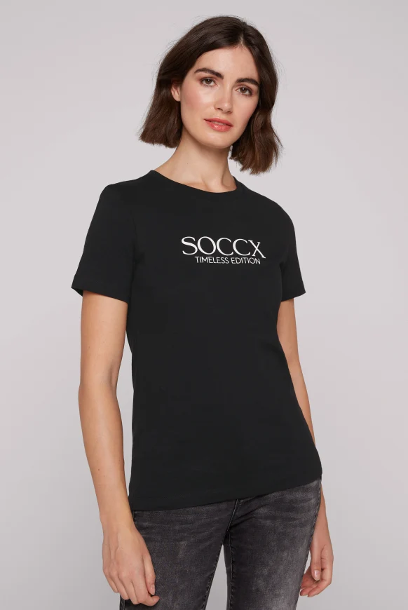 SOCCX Basic T-Shirt mit Logo Print