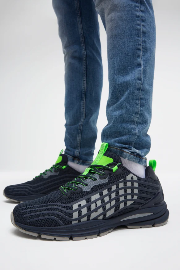 CAMP DAVID Leichter Sneaker im Knit-Design mit Rubber Artwork