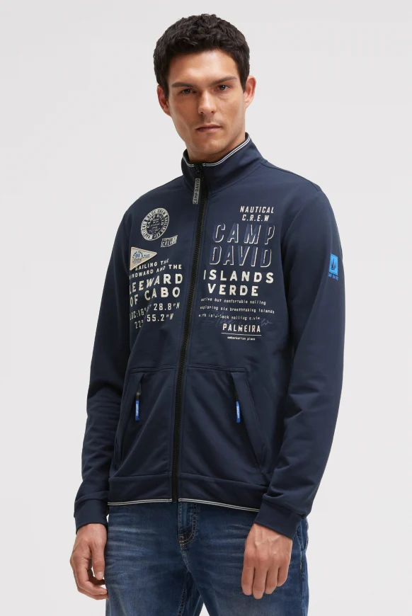 CAMP DAVID Leichte Sweatjacke mit Label Prints