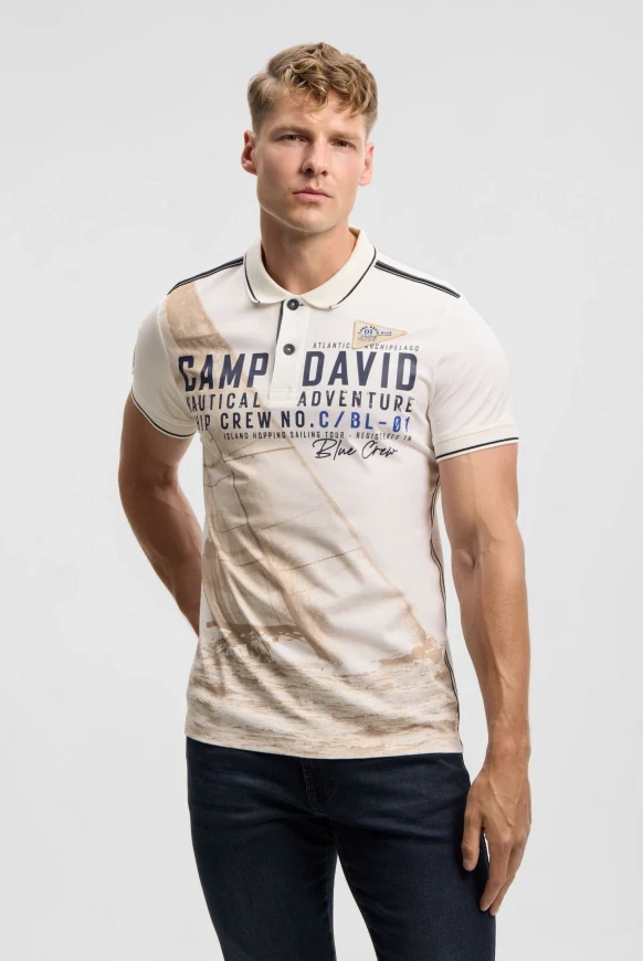 CAMP DAVID Kurzarmpolo mit Logo- und Photoprint