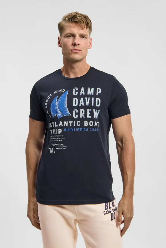 CAMP DAVID T-Shirt mit Label Print
