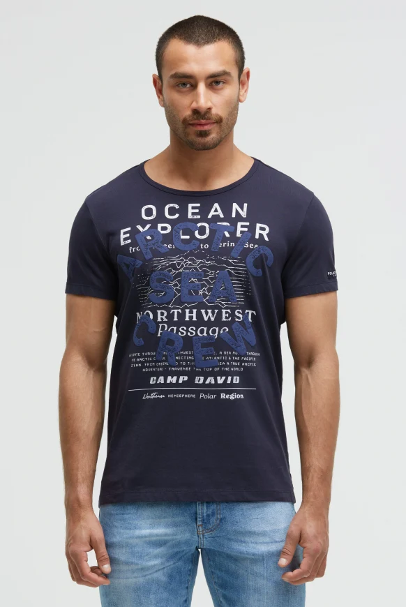CAMP DAVID T-Shirt mit Puffprint im Used Look