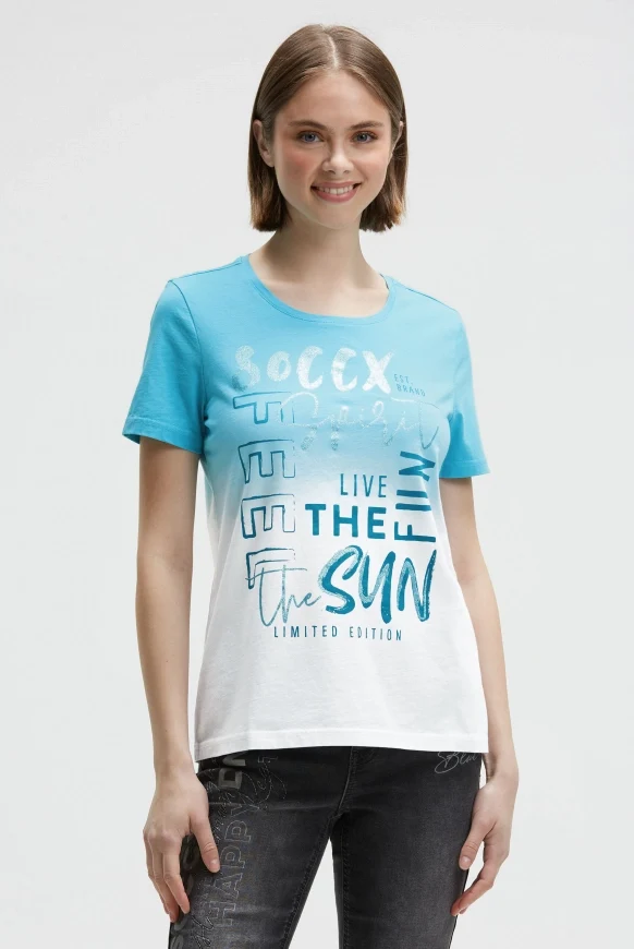 SOCCX Rundhalsshirt Dip Dye mit Glitter Print
