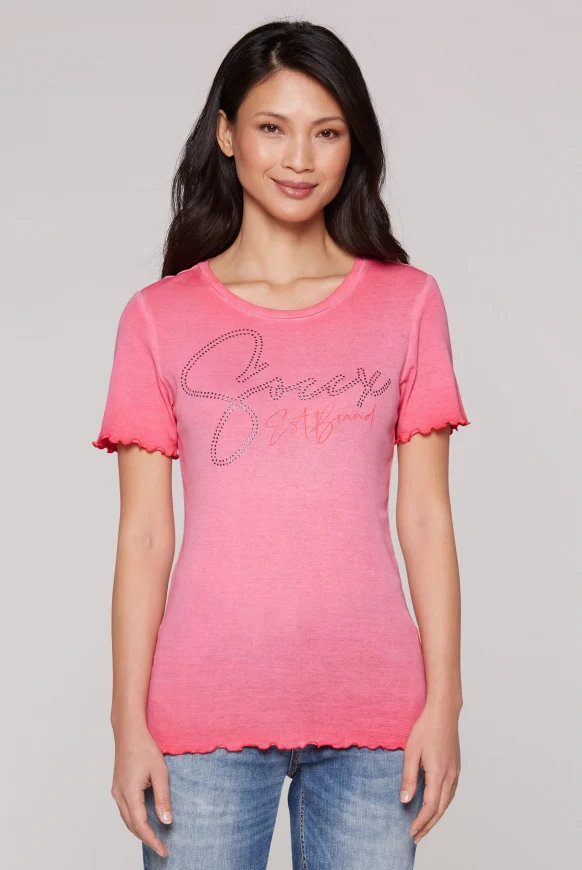 SOCCX Basic Rippshirt mit Logo aus Schmucksteinen