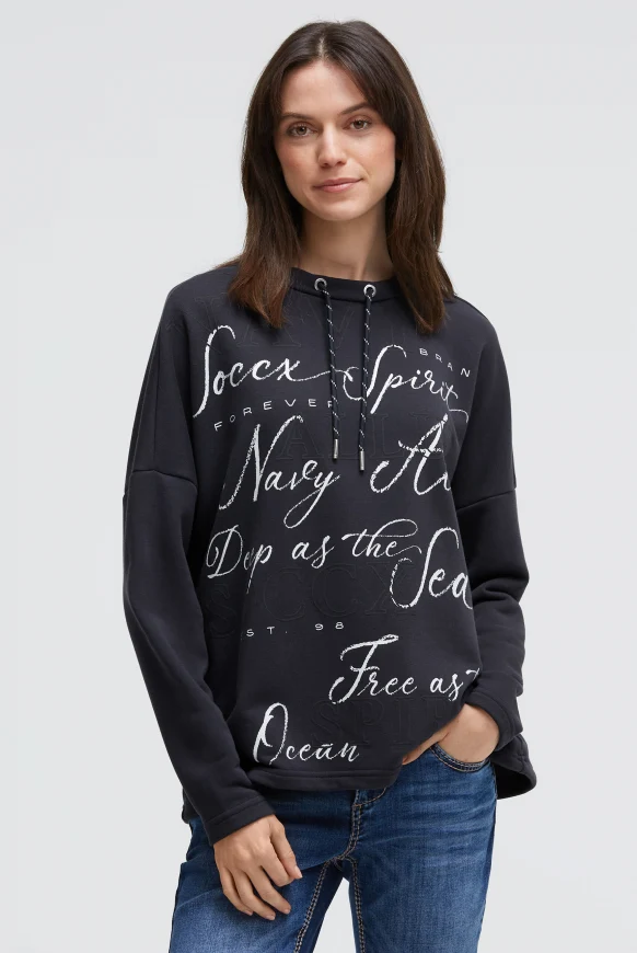 SOCCX Oversized Sweatshirt mit Wording Print