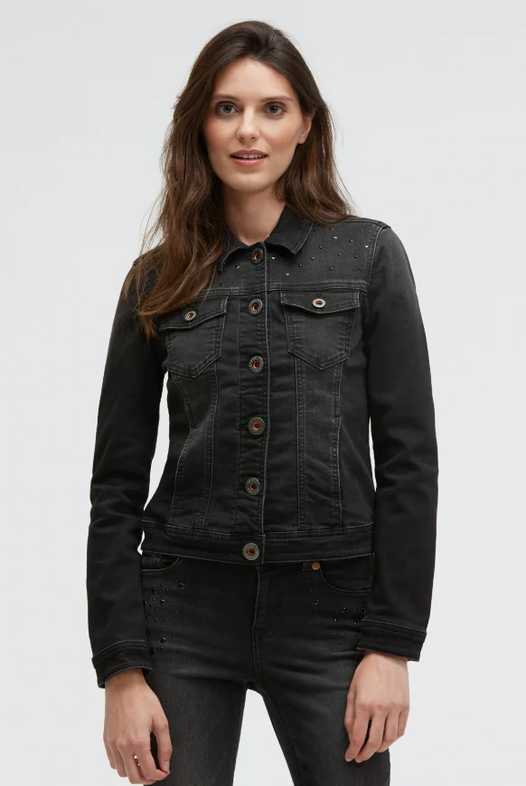 SOCCX Jeansjacke JU:NE mit Schmucksteinen