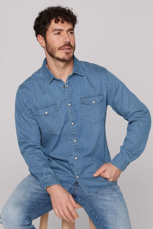 CAMP DAVID Jeanshemd mit Druckknöpfen