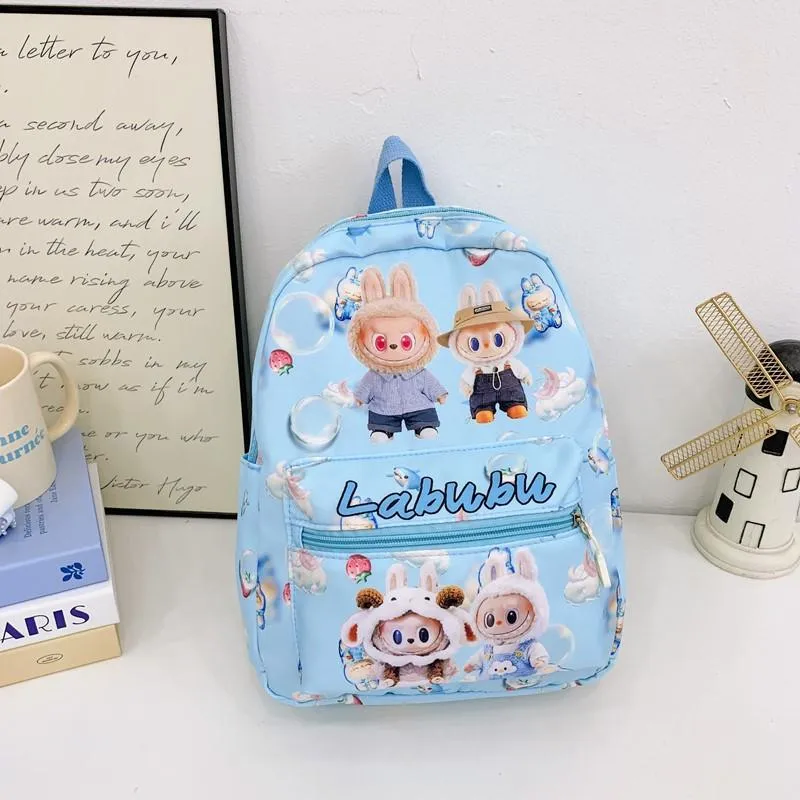 Schultasche Rucksack Großvolumige Kindertasche LABUBU Grundschulrucksack Mädchen Junge Schulrucksack blau