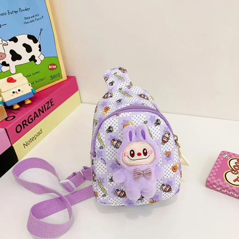 Niedliche Cartoon Kleine Mädchen Brusttasche Beliebte Bubble Martte Kinder Umhängetaschen Kindergarten Junge Mädchen Unisex Wechselgeldbeutel Kinder Feiertagsüberraschungsgeschenk violett