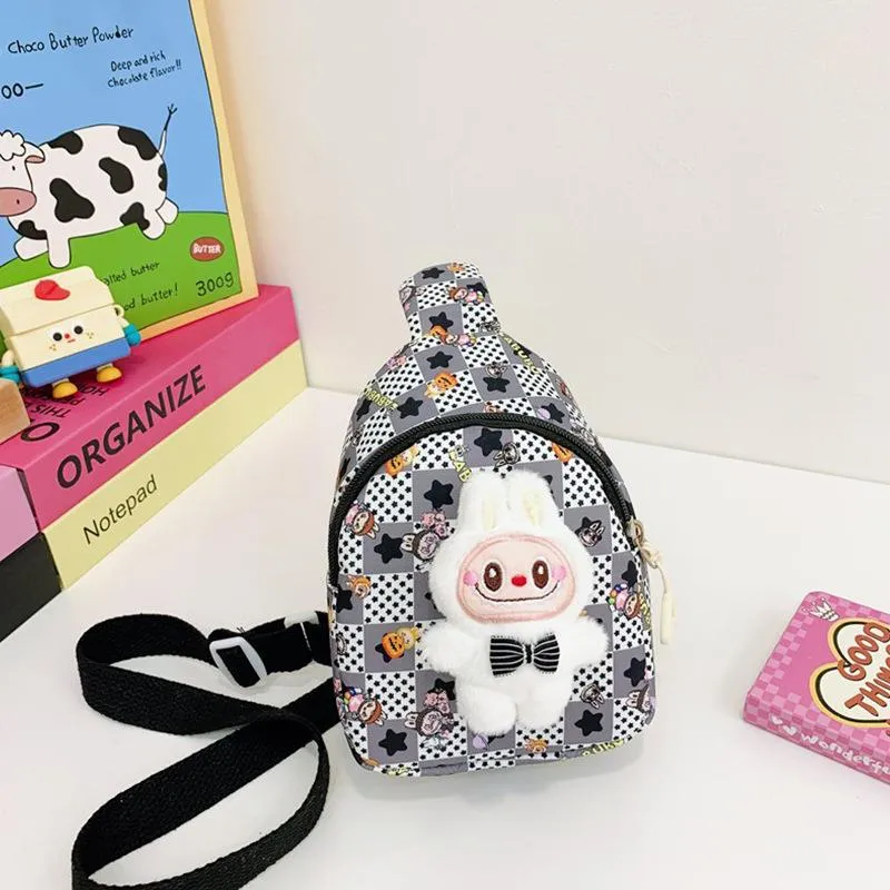 Niedliche Cartoon Kleine Mädchen Brusttasche Beliebte Bubble Martte Kinder Umhängetaschen Kindergarten Junge Mädchen Unisex Wechselgeldbeutel Kinder Feiertagsüberraschungsgeschenk schwarz