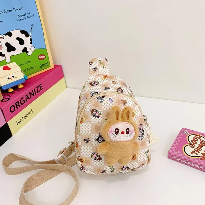 Niedliche Cartoon Kleine Mädchen Brusttasche Beliebte Bubble Martte Kinder Umhängetaschen Kindergarten Junge Mädchen Unisex Wechselgeldbeutel Kinder Feiertagsüberraschungsgeschenk khaki