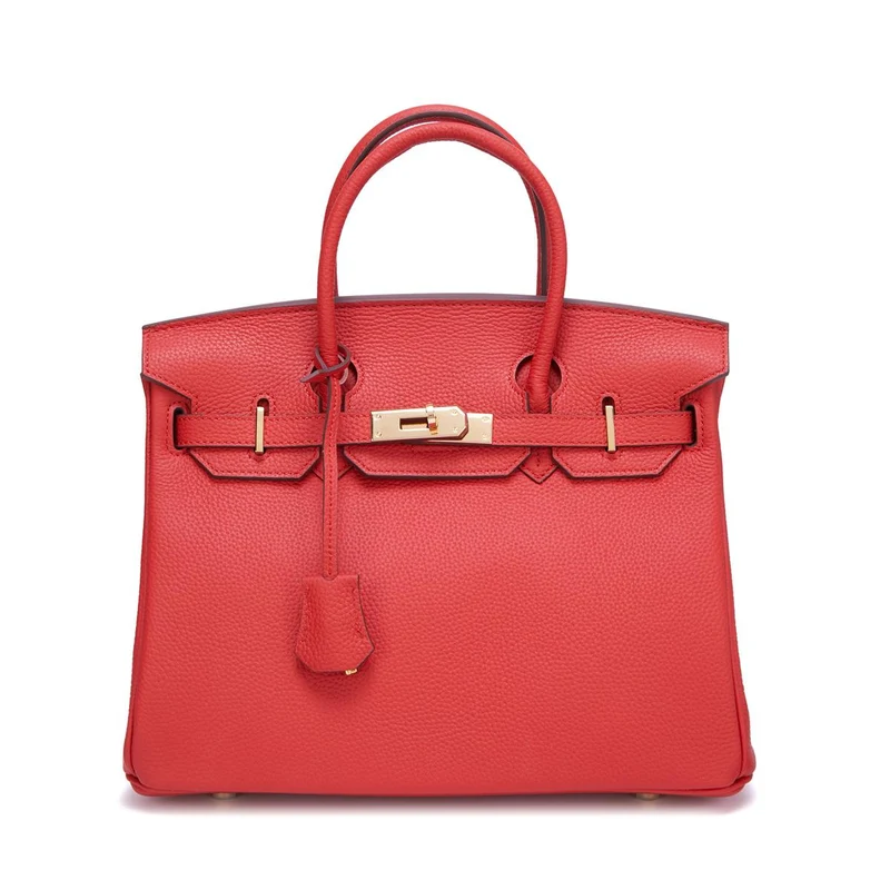 Neue Togo Small Grain Gold Buckle Platin Toe Cover Layer Rindsleder Damentasche Große Kapazität Handtasche Damentasche 35x15x25cm strapless rot