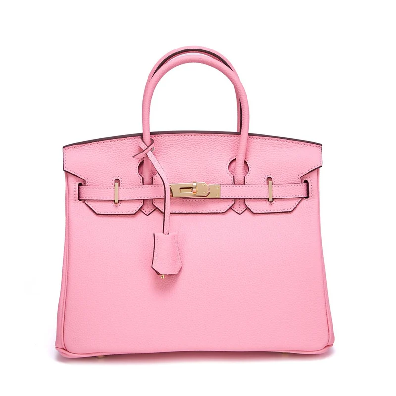 Neue Togo Small Grain Gold Buckle Platin Toe Cover Layer Rindsleder Damentasche Große Kapazität Handtasche Damentasche 35x15x25cm strapless rosa