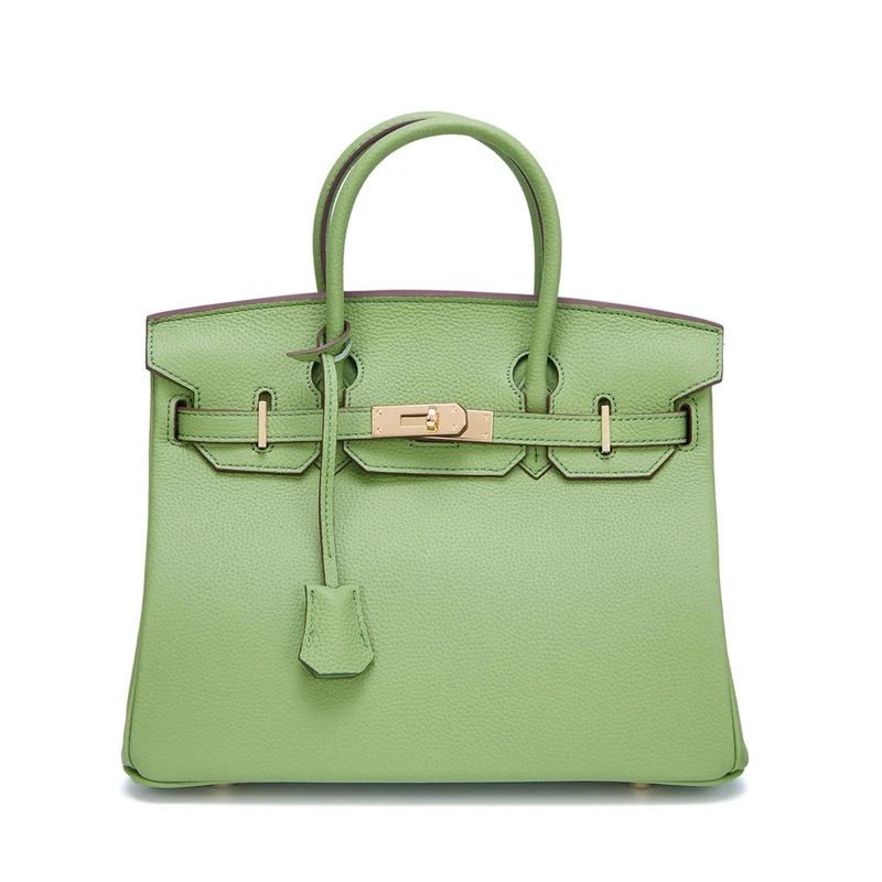 Neue Togo Small Grain Gold Buckle Platin Toe Cover Layer Rindsleder Damentasche Große Kapazität Handtasche Damentasche 35x15x25cm strapless grün