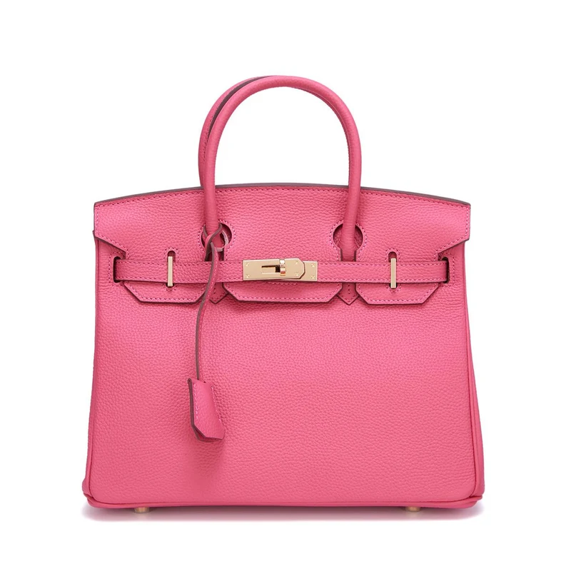 Neue Togo Small Grain Gold Buckle Platin Toe Cover Layer Rindsleder Damentasche Große Kapazität Handtasche Damentasche 30x12x23cm rose rot