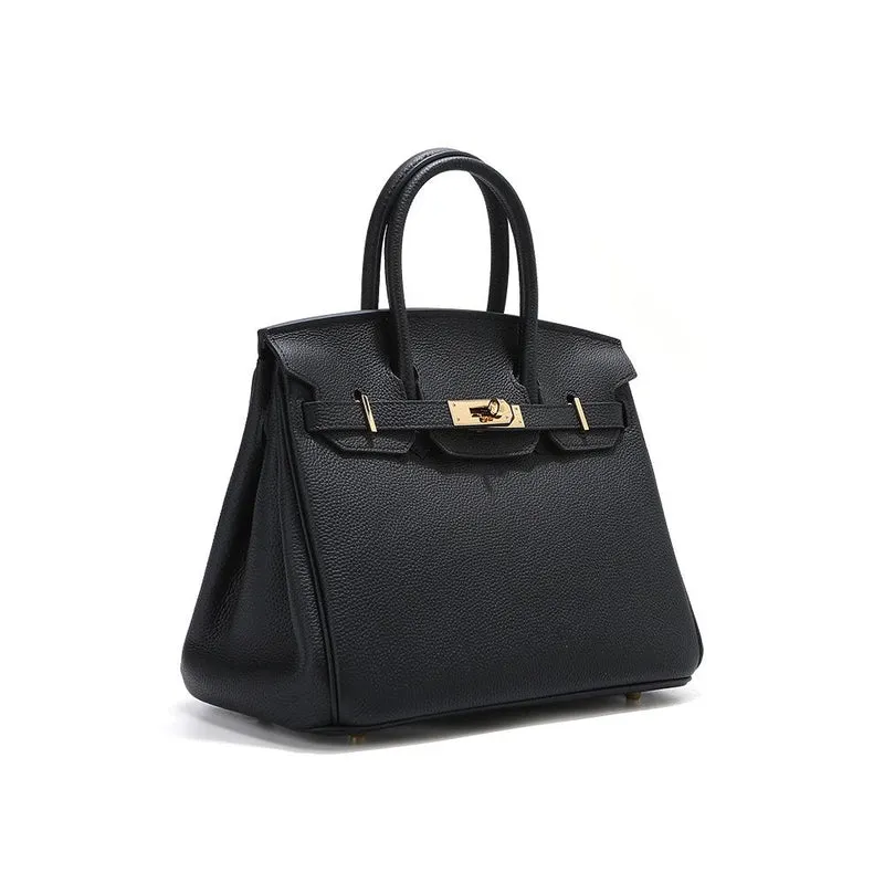 Kopfschicht-Rindsleder-Platin-Tasche, echtes Leder, Damentasche, große Kapazität, Handtasche, Damen, High-End-Sense, Pendler-Schultertasche 35CM strapless schwarz