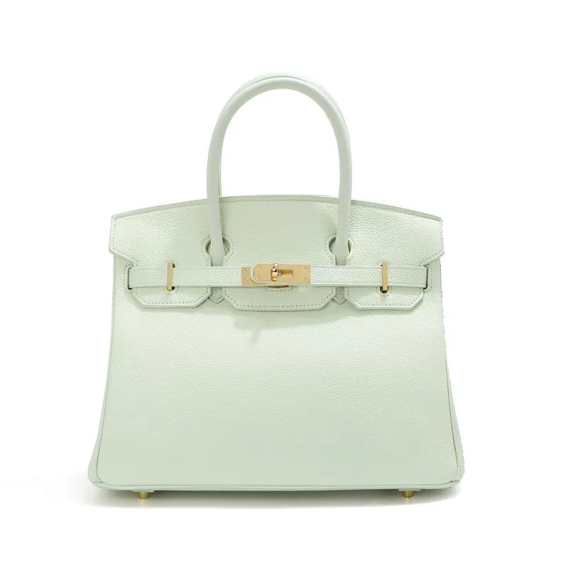 Kopfschicht-Rindsleder-Platin-Tasche, echtes Leder, Damentasche, große Kapazität, Handtasche, Damen, High-End-Sense, Pendler-Schultertasche 30CM grün